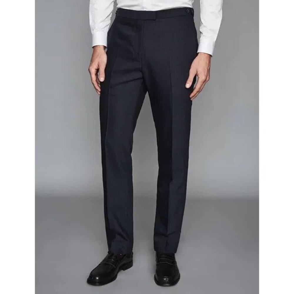 REISS Mens Wool Muffato Dress Pants Slim Fit 30x31 Charcoal Gray Business Work